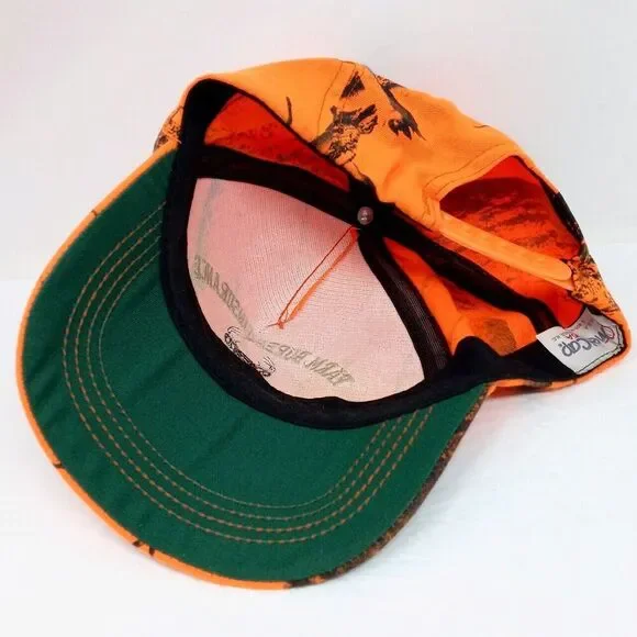 Vintage Farm Bureau Insurance Orange Camo Made in USA Snapback Trucker Hat Cap - Picture 5 of 8